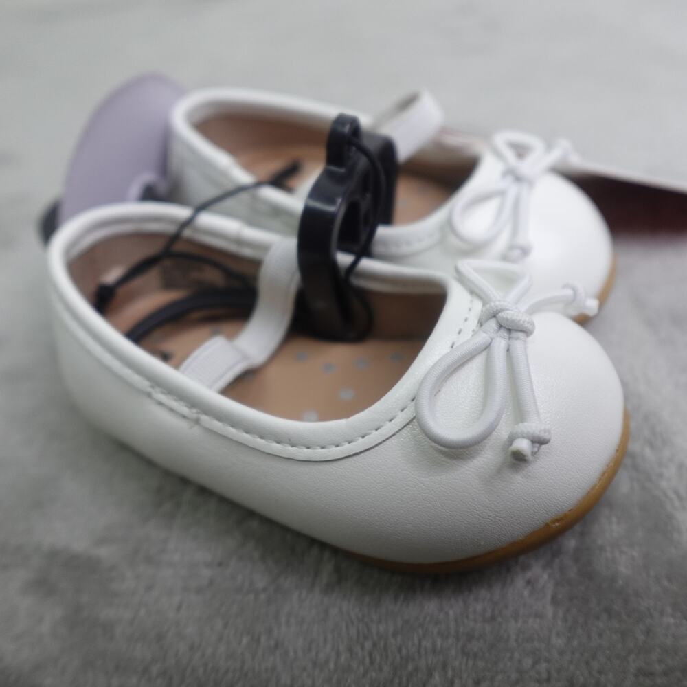 Wonder Nation Toddler Girls Size 3 Bow Ballet Flat Shoes White - Picture 6 of 11